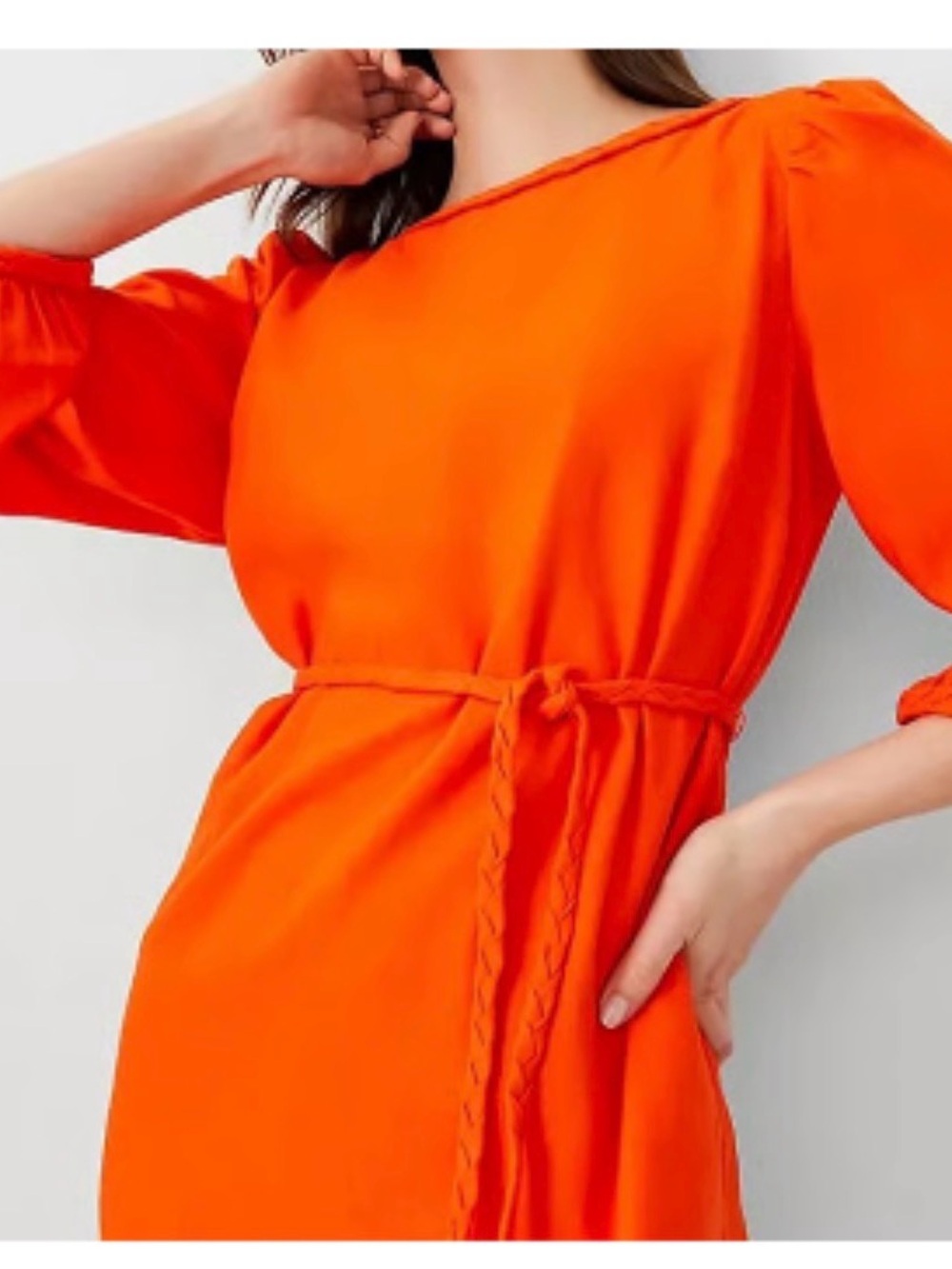NWT Ann Taylor Bright Orange Tie-Waist Mini Dress